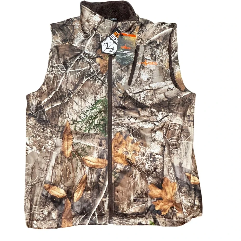 Habit Big Branch Sherpashell Vest L Realtree Edge Camo Fleece Hunting VT1002